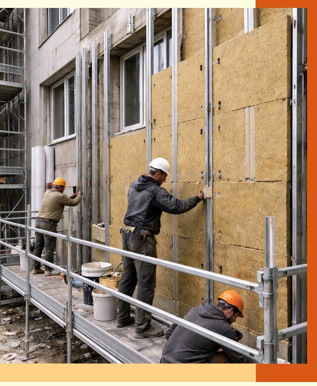 Утепление вентилируемого фасада в Саяногорске от 5736 руб/м2 — монтаж и утепление вентфасад | ТепломастерСнг